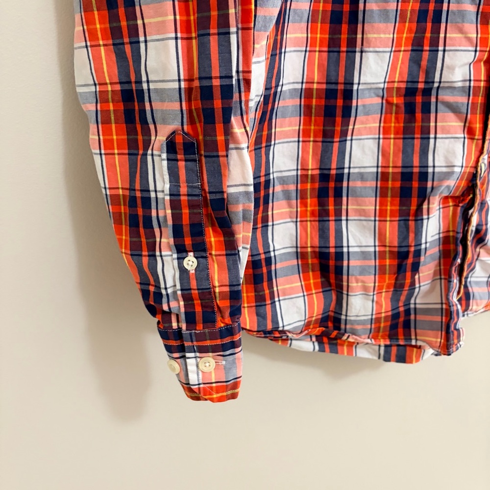 Nautica Men's Orange and Blue Plaid Button-Down Shirt XL - Picture 2 of 7